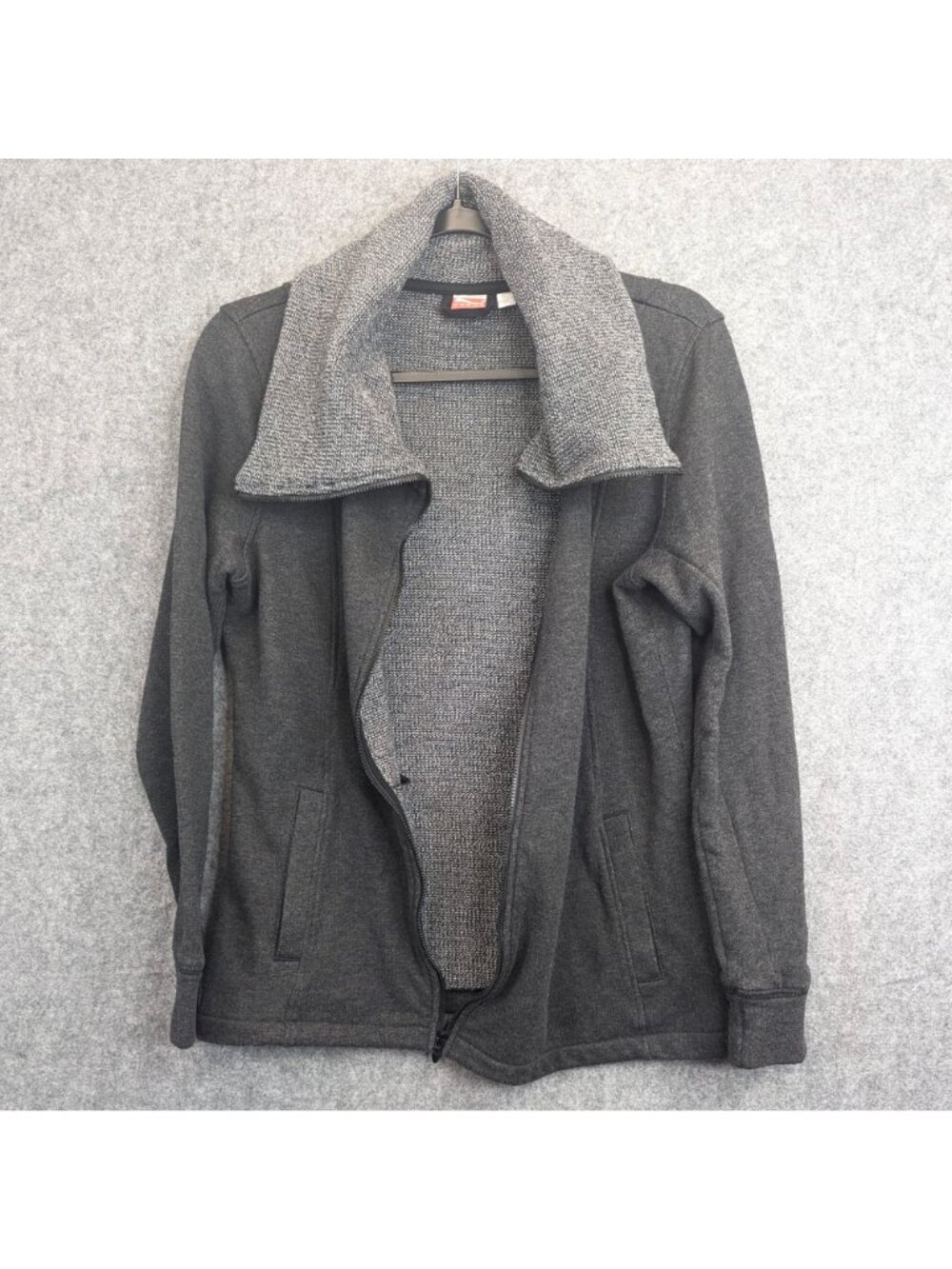 Puma Womens XL Jacket Charcoal Gray Full Zip w Textured Collar Logo Sweatshirt - Picture 6 of 11
